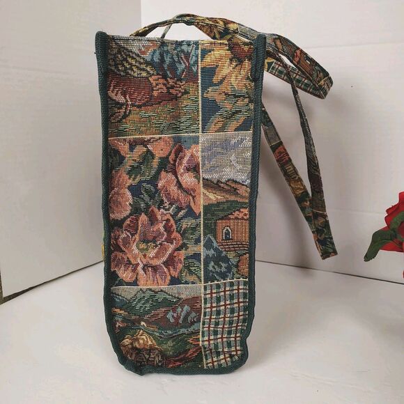 RARE 🔥 Pioneer Express Tapestry Tote Farm Flowers Cottage Country Ducks - Picture 3 of 14